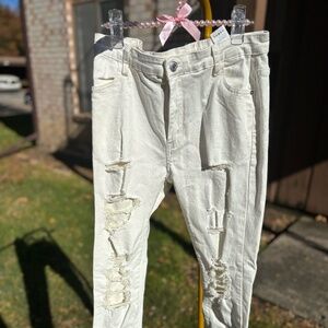 Distressed White Pants